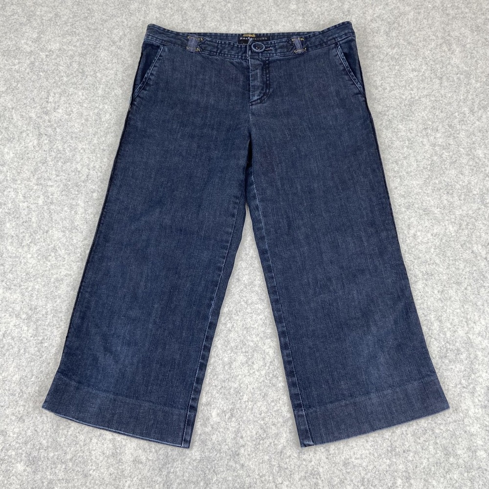Marc Jacobs Wide Leg Jeans Womens 4 (30x19) Blue Dark Wash Crop Stretch